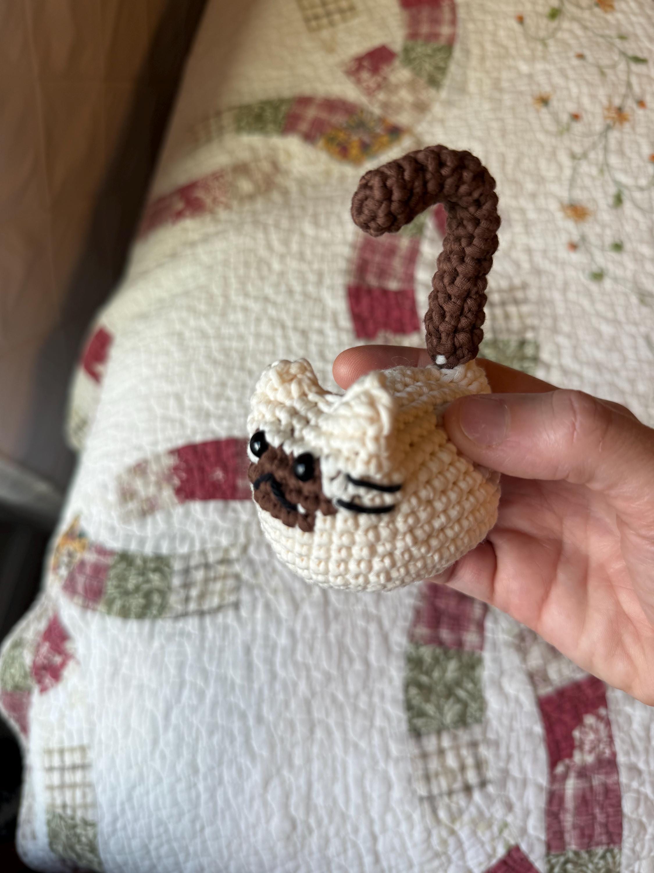 Crocheted Siamese Cat Miniature: Desk Kitty Gift