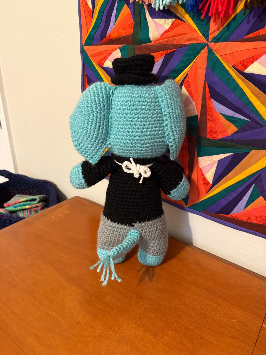 Hand-Crocheted Elephant Plush Toy in Tuxedo, Dapper Amigurumi Stuffed Animal for Nursery Decor