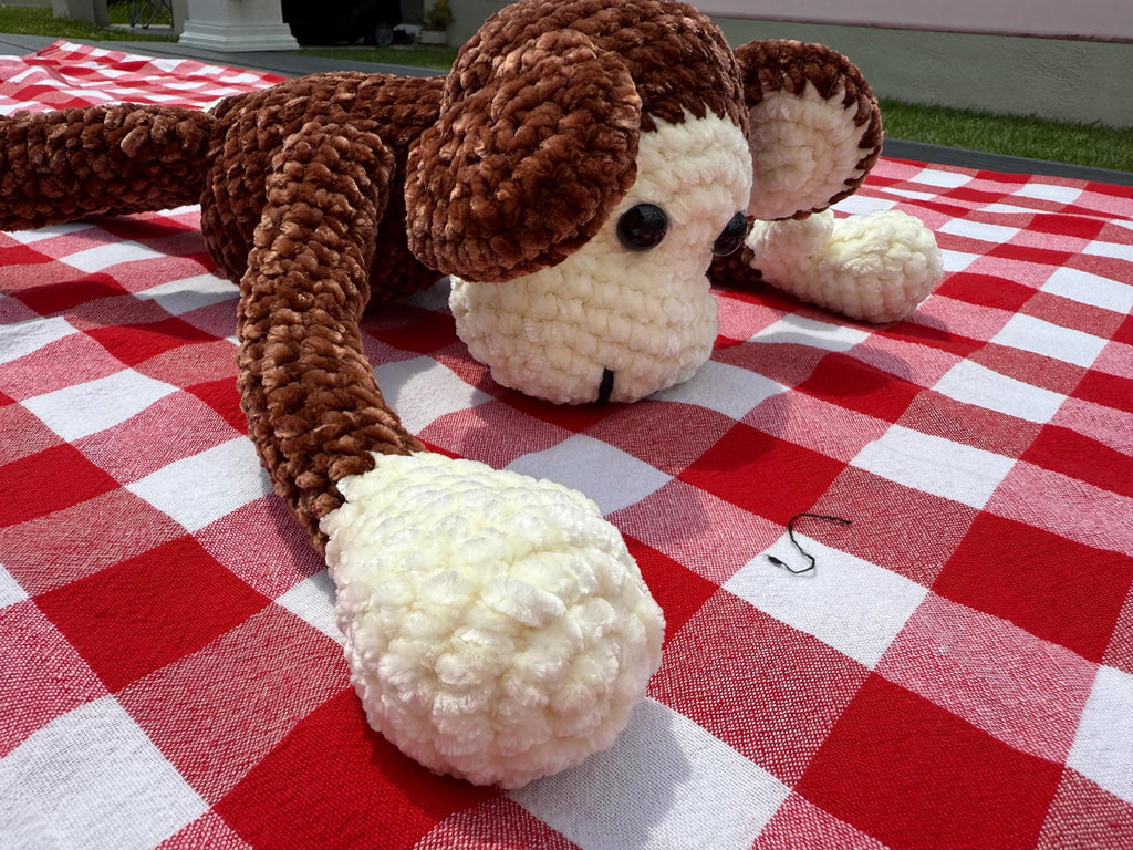 Crocheted Monkey Plush Toy: Soft Chenille Stuffed Animal