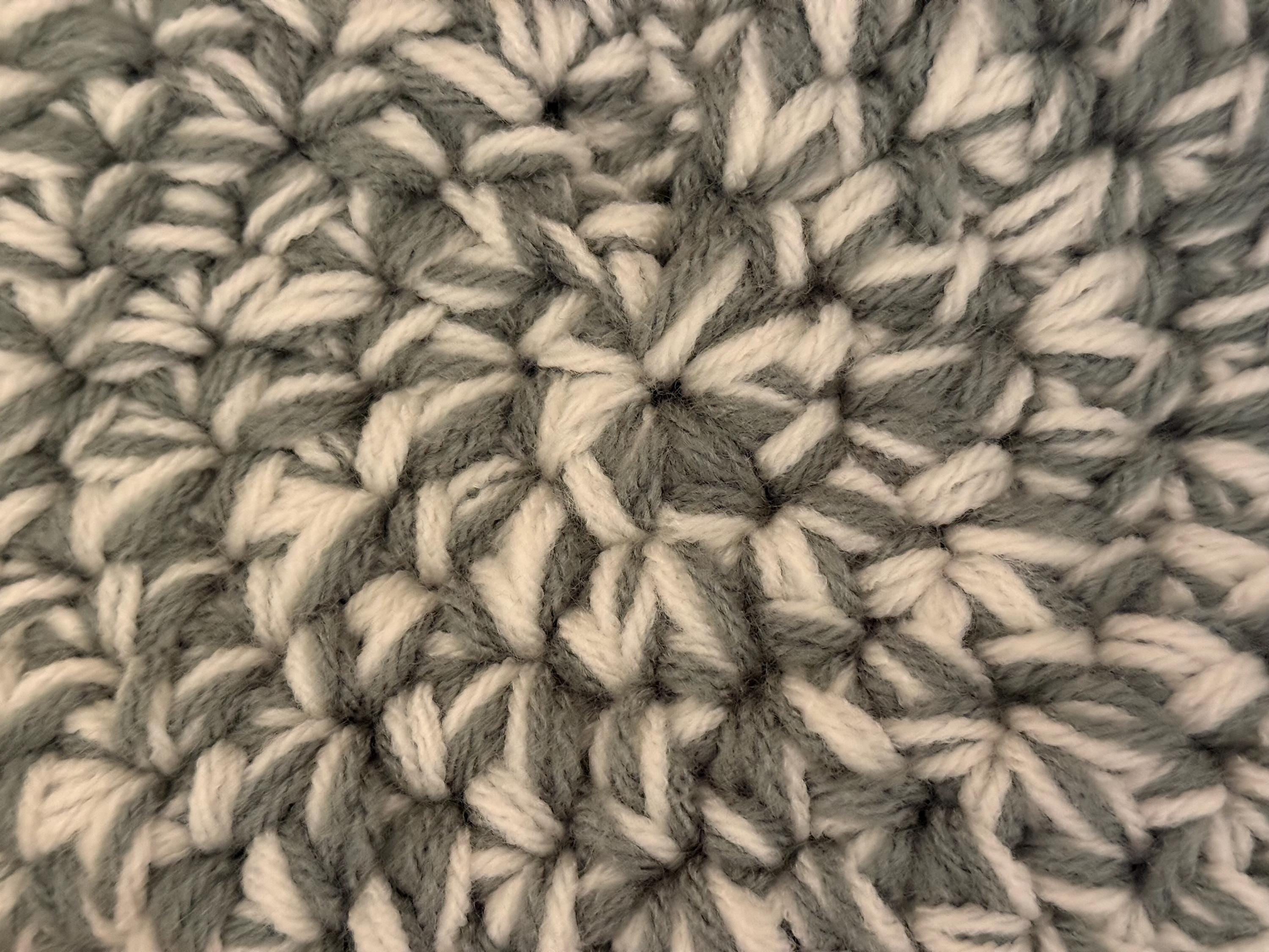 Handmade Crochet Basket: Gray and White Yarn Storage