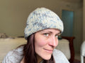 Hand Knit Winter Beanie: Soft Chunky Blue Marled Cap