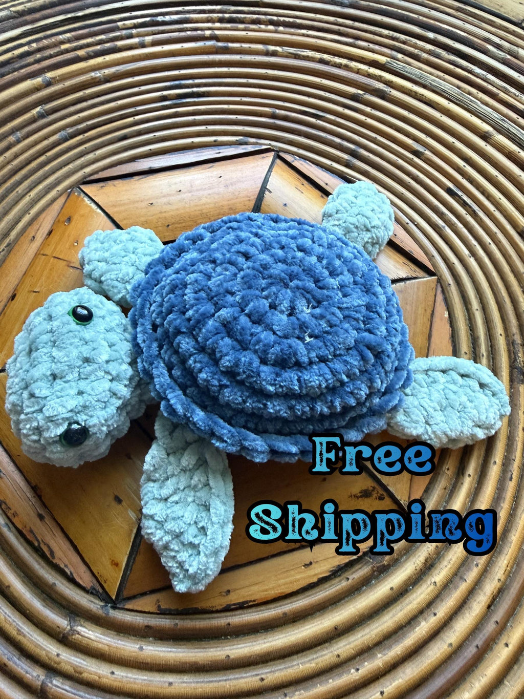 Handmade Velvet Amigurumi Sea Turtle, Soft Blue Ocean Nursery Decor