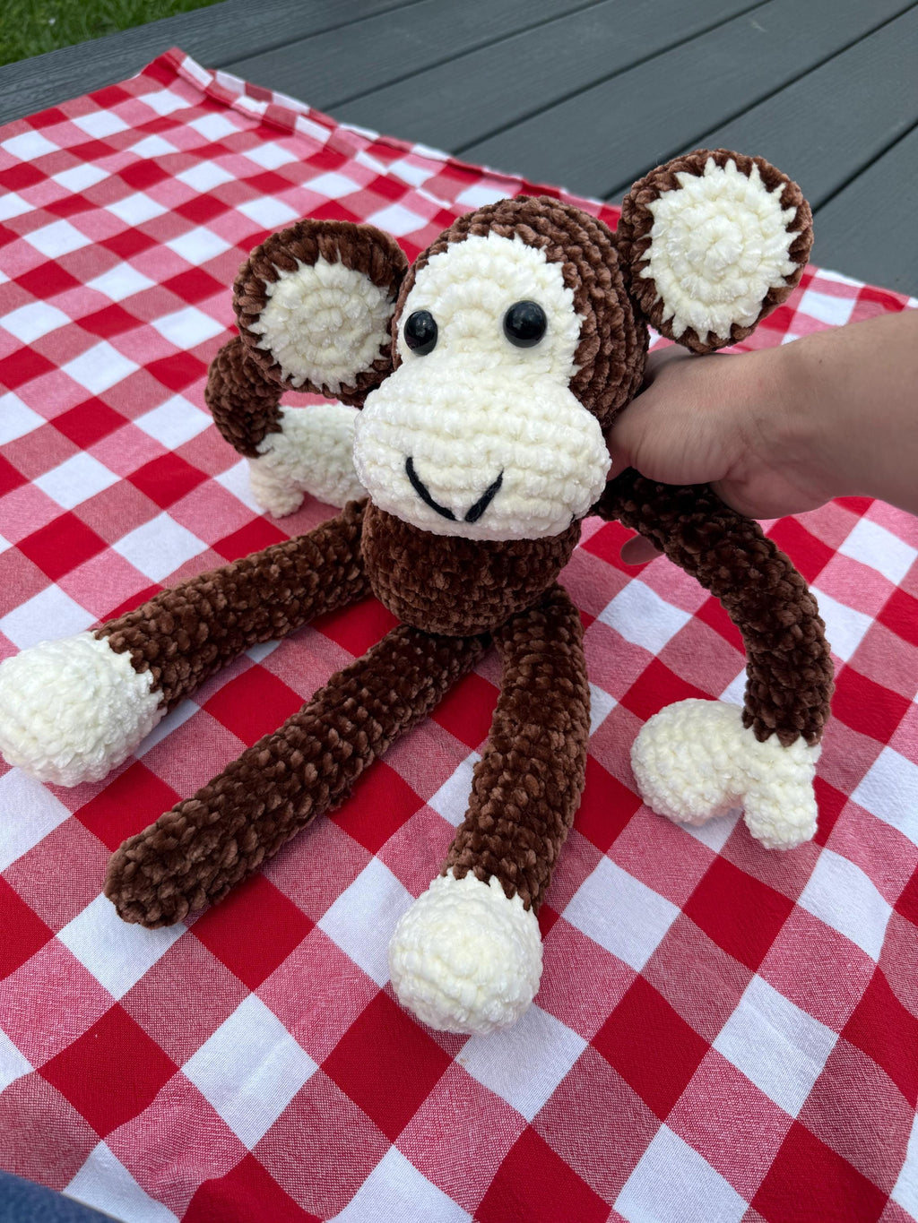Crocheted Monkey Plush Toy: Soft Chenille Stuffed Animal