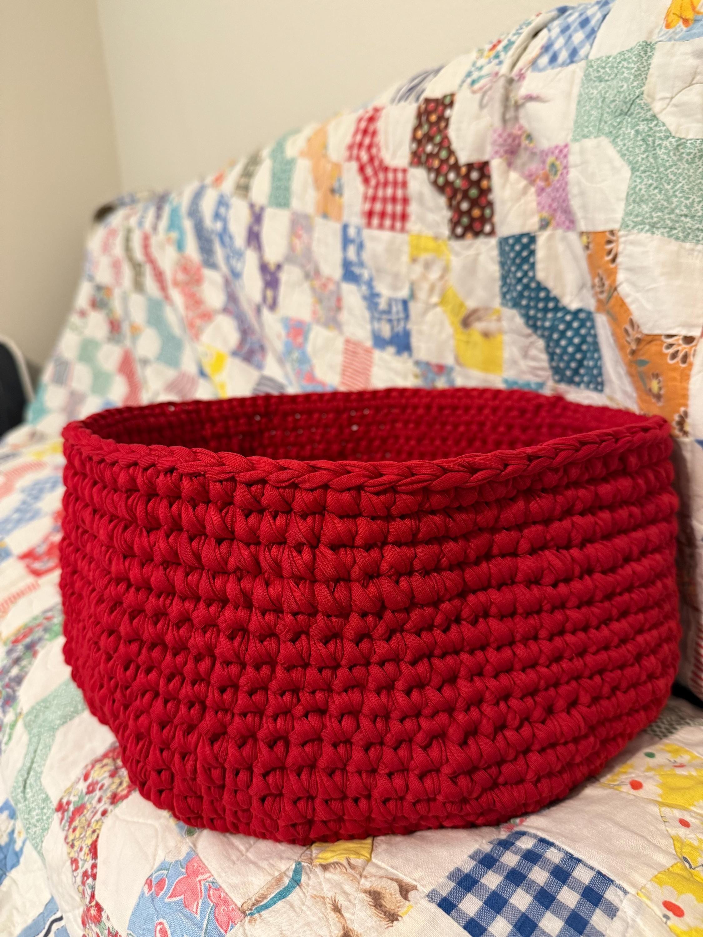 Large Red Crocheted Basket