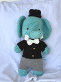 Hand-Crocheted Elephant Plush Toy in Tuxedo, Dapper Amigurumi Stuffed Animal for Nursery Decor