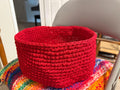 Large Red Crocheted Basket